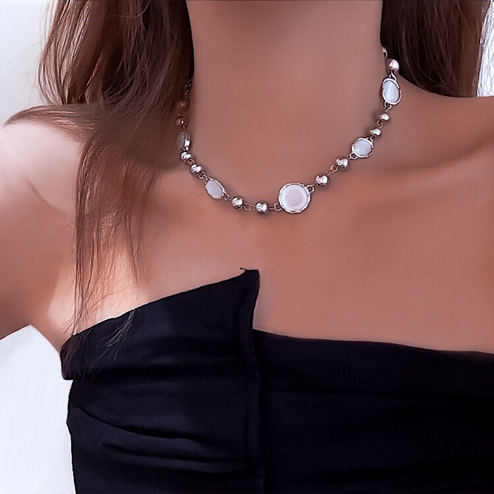 ⚜️𝟯𝟬%𝗢𝗙𝗙 𝗯𝘂𝗻𝗱𝗹𝗲𝘀 𝟯+⚜️ NEW Moonstone Trendy Silver Necklace - Picture 5 of 11
